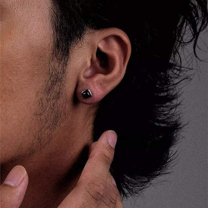 S925 Silver Black Onyx Stud Earrings