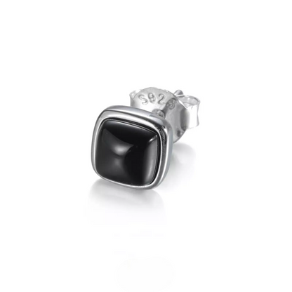 S925 Silver Black Onyx Stud Earrings