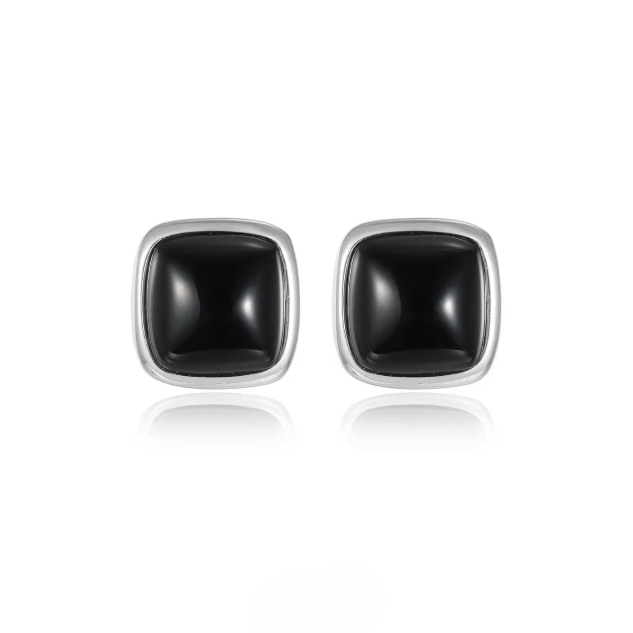 S925 Silver Black Onyx Stud Earrings