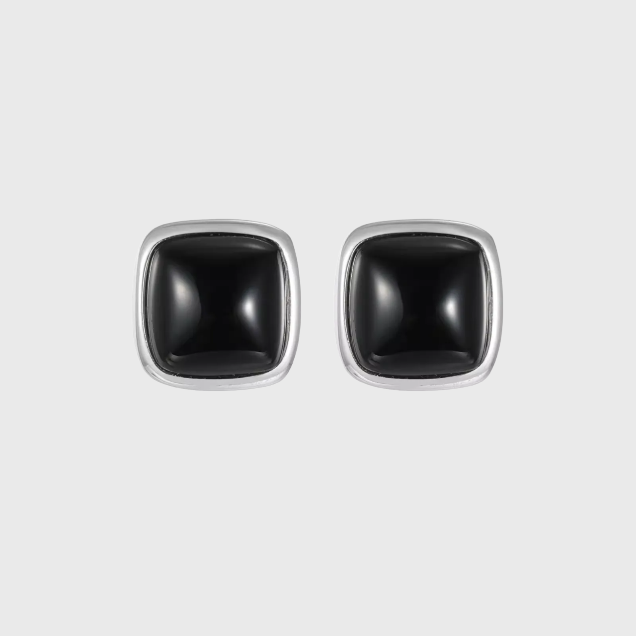 S925 Silver Black Onyx Stud Earrings