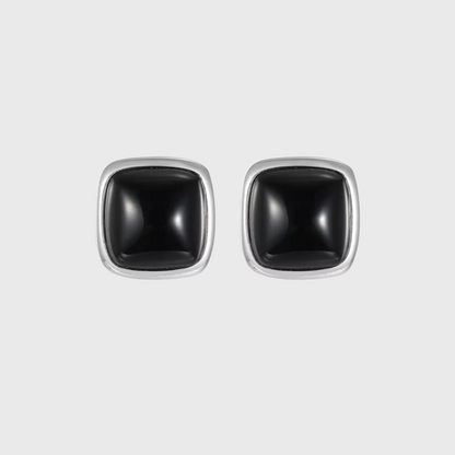 S925 Silver Black Onyx Stud Earrings