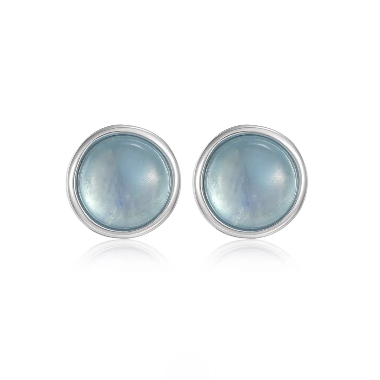 S925 Silver Mini Aquamarine Studs Tiny Blue Gemstone Unisex Earrings