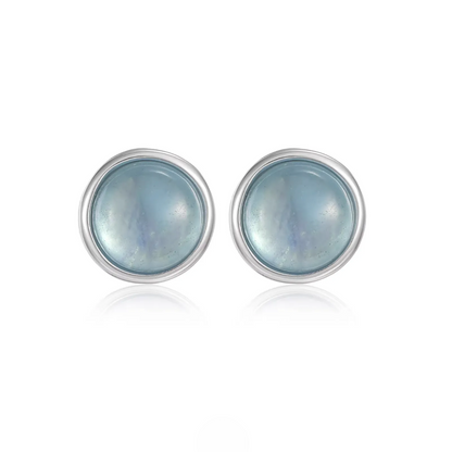 S925 Silver Mini Aquamarine Studs Tiny Blue Gemstone Unisex Earrings