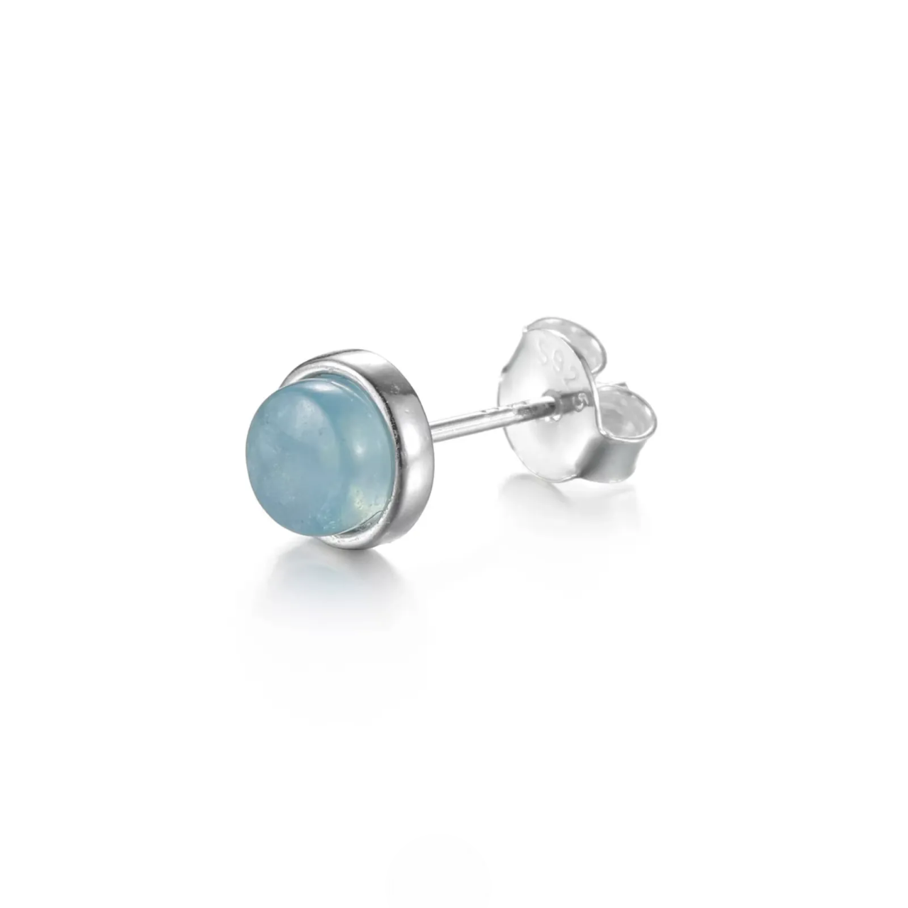 S925 Silver Mini Aquamarine Studs Tiny Blue Gemstone Unisex Earrings