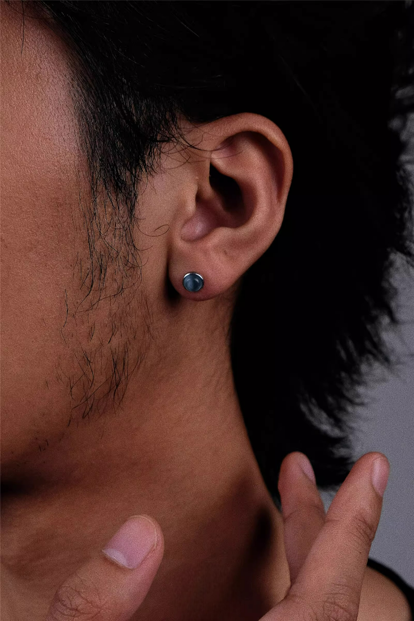 S925 Silver Mini Aquamarine Studs Tiny Blue Gemstone Unisex Earrings