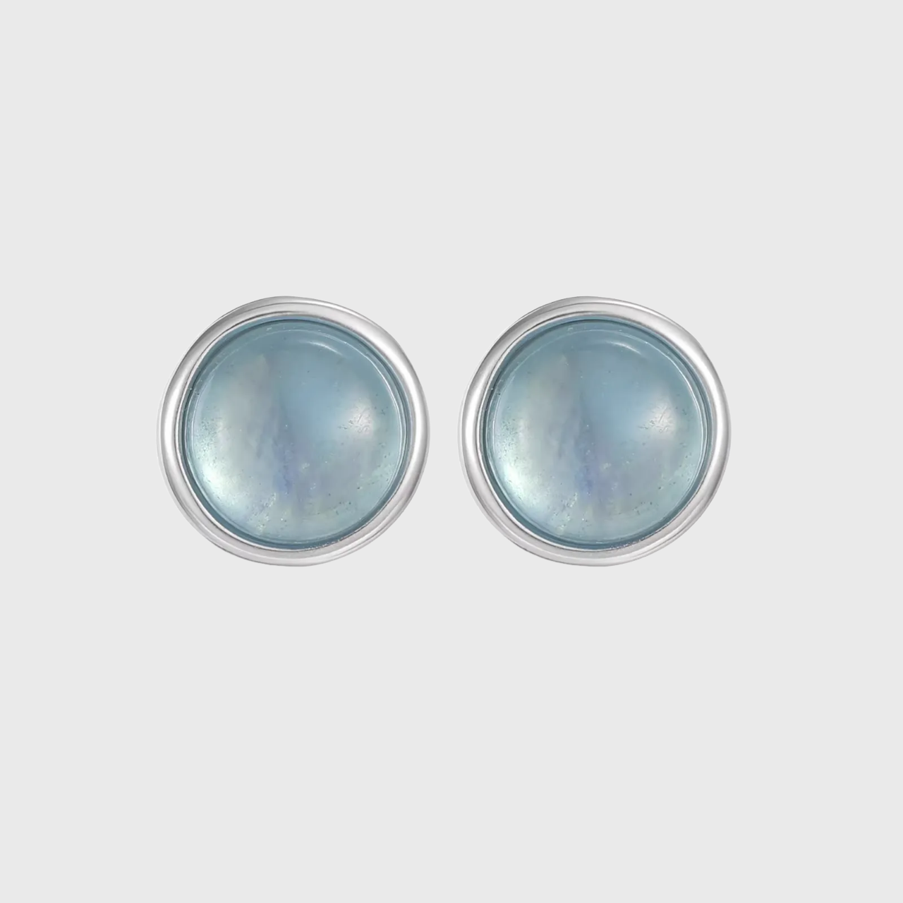 S925 Silver Mini Aquamarine Studs Tiny Blue Gemstone Unisex Earrings