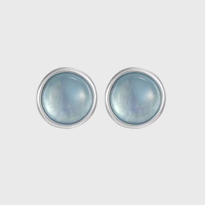 S925 Silver Mini Aquamarine Studs Tiny Blue Gemstone Unisex Earrings
