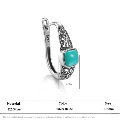 S925 Silver Molten Turquoise Double Hoops Raw Organic Huggies