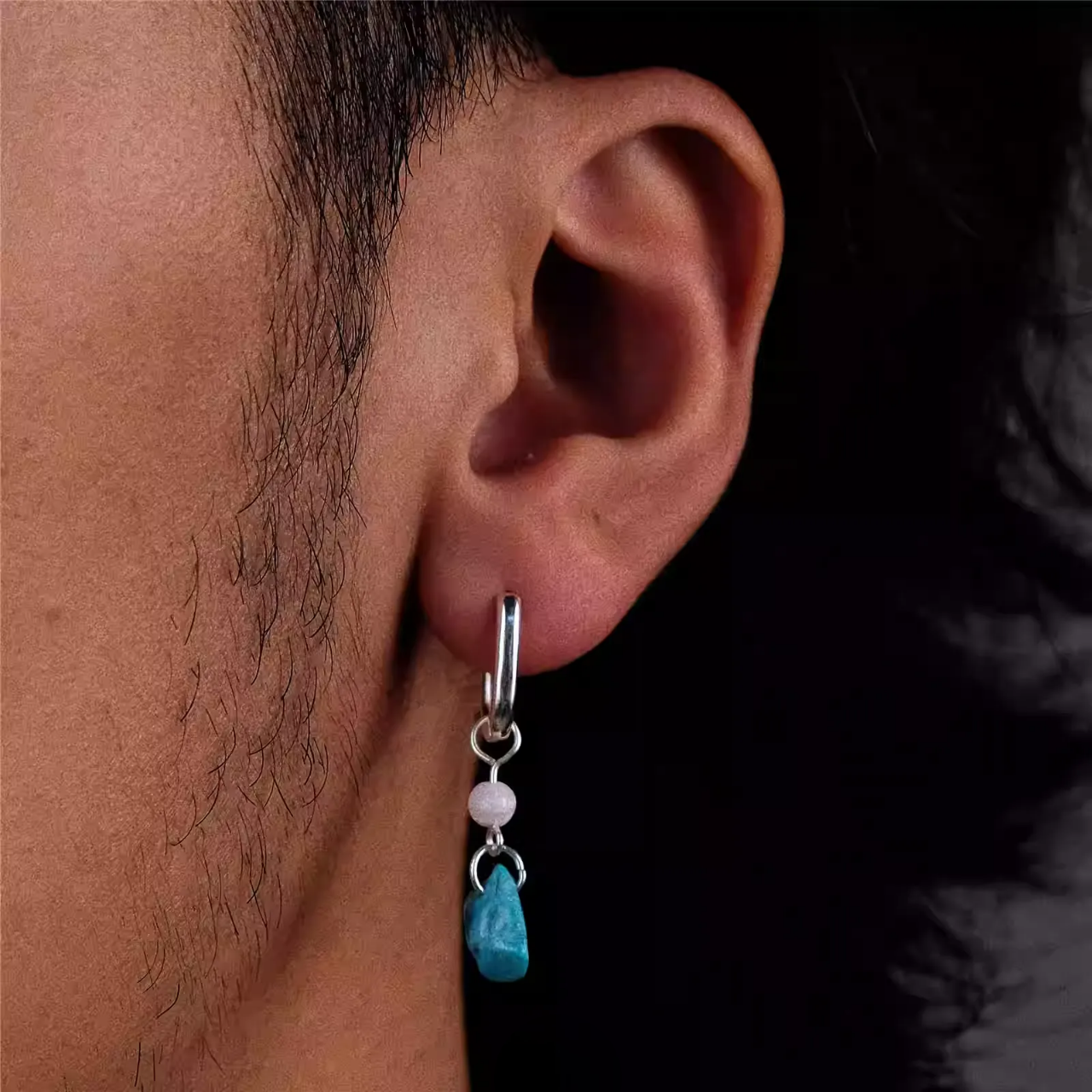 S925 Silver Raw Turquoise Shell Pearl Earrings