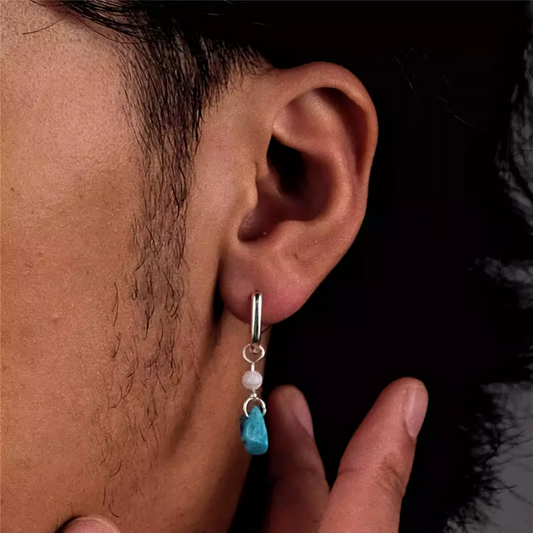 S925 Silver Raw Turquoise Shell Pearl Earrings