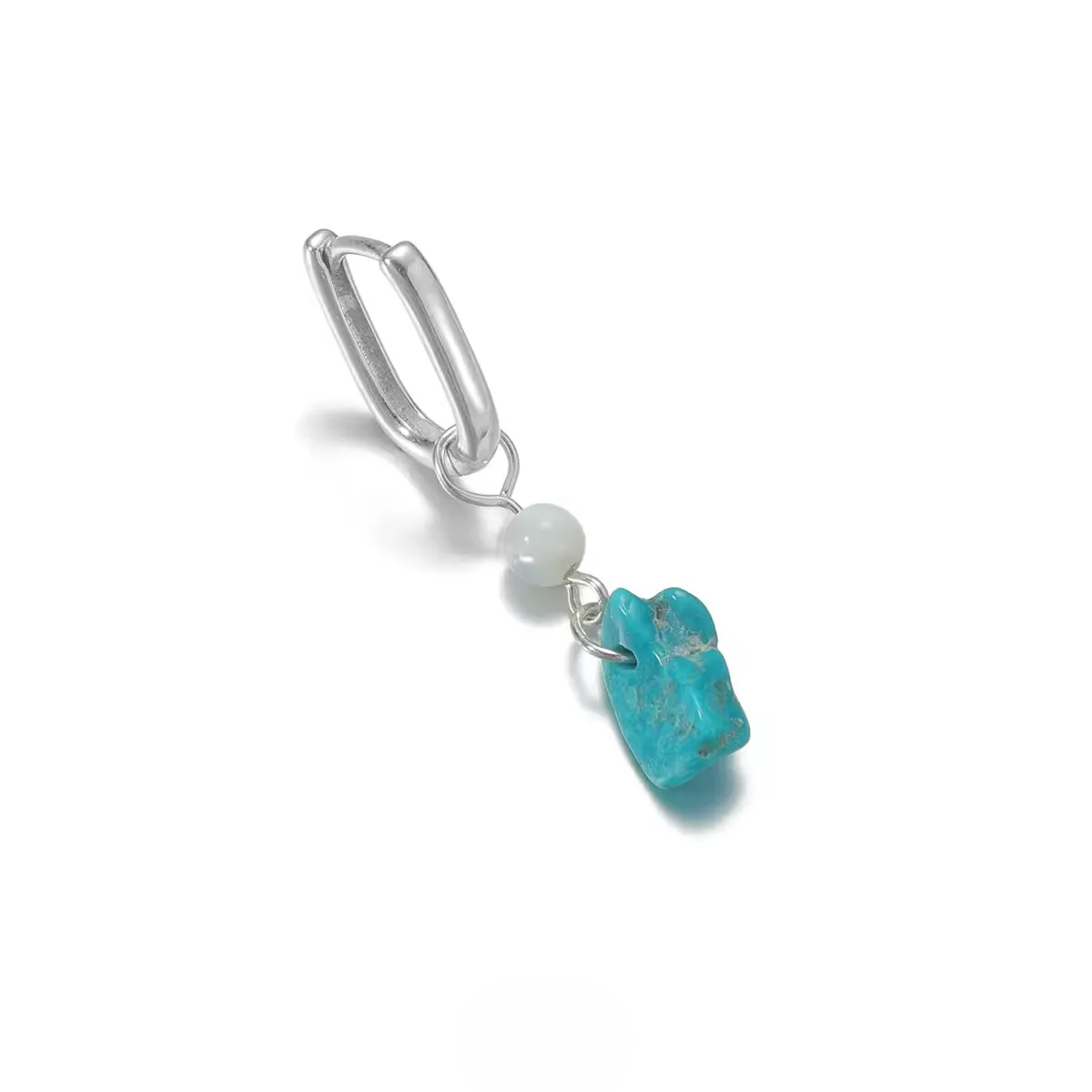 S925 Silver Raw Turquoise Shell Pearl Earrings