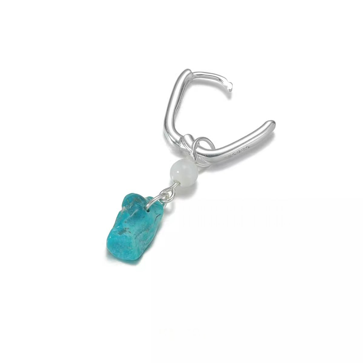 S925 Silver Raw Turquoise Shell Pearl Earrings