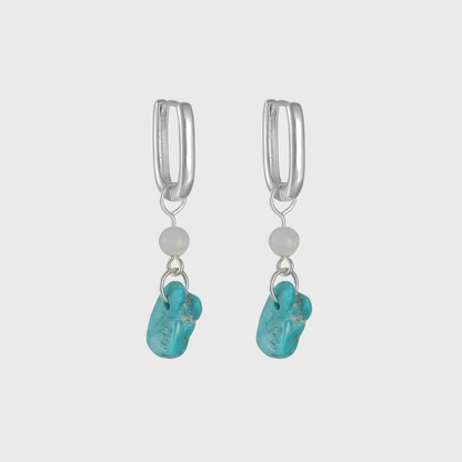 S925 Silver Raw Turquoise Shell Pearl Earrings