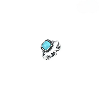 S925 Silver Vintage Turquoise Huggies Unisex Artisan Hoops