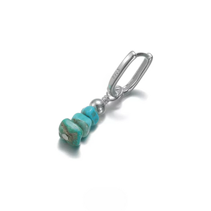 S925 Sterling Silver Raw Turquoise Stacked Dangle Earrings Unisex