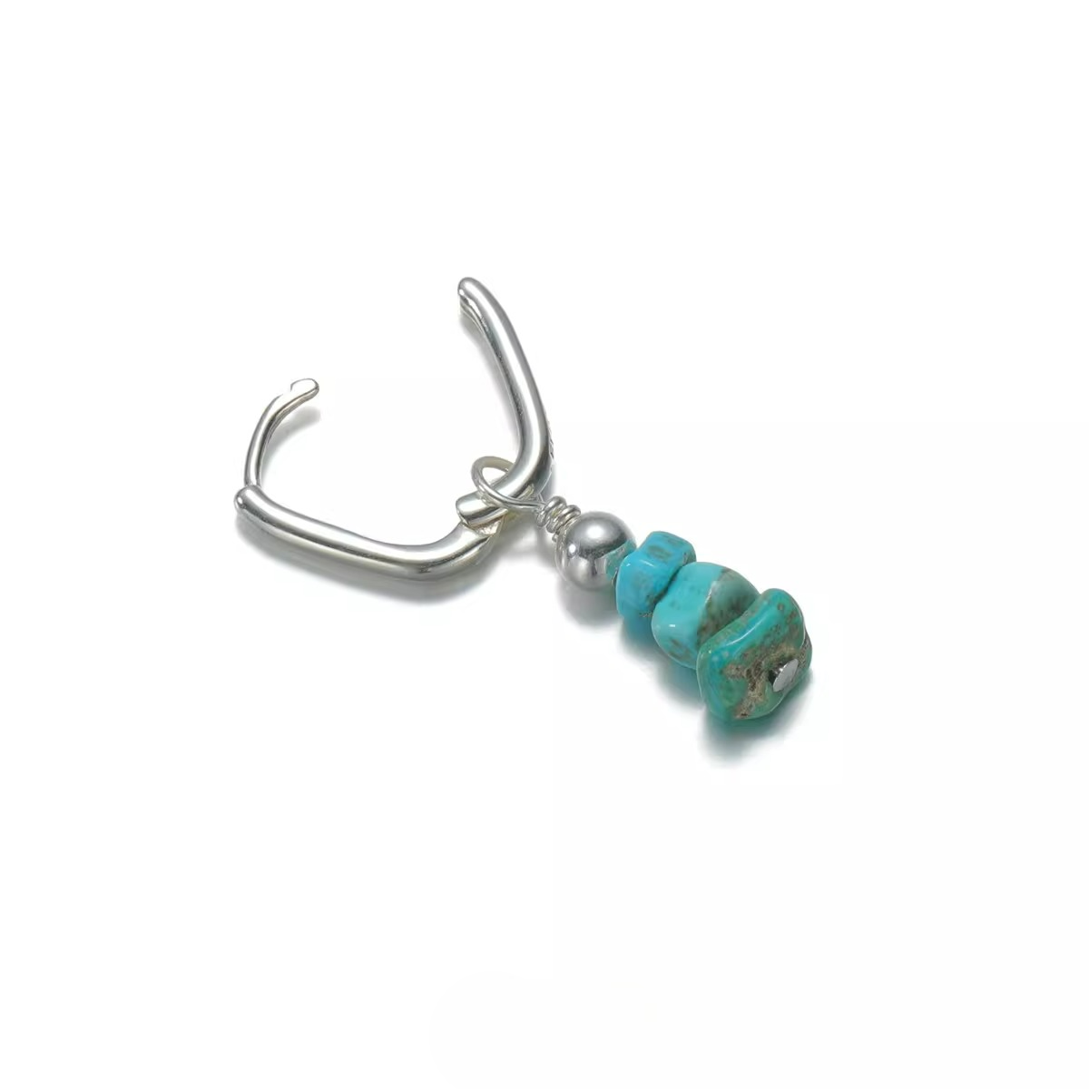 S925 Sterling Silver Raw Turquoise Stacked Dangle Earrings Unisex