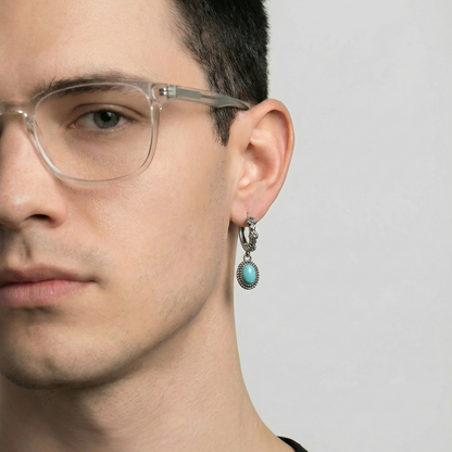 Artisan Turquoise S925 Silver Hoops Unisex Streetwear Statement