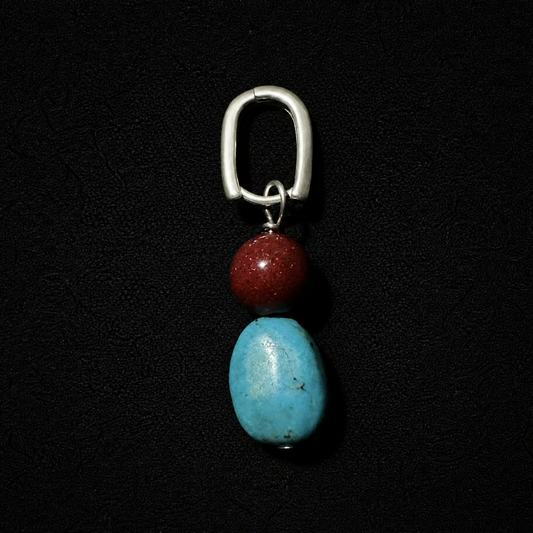 Tibetan Style S925 Silver Turquoise and Cinnabar Dangle Earrings with Tassels