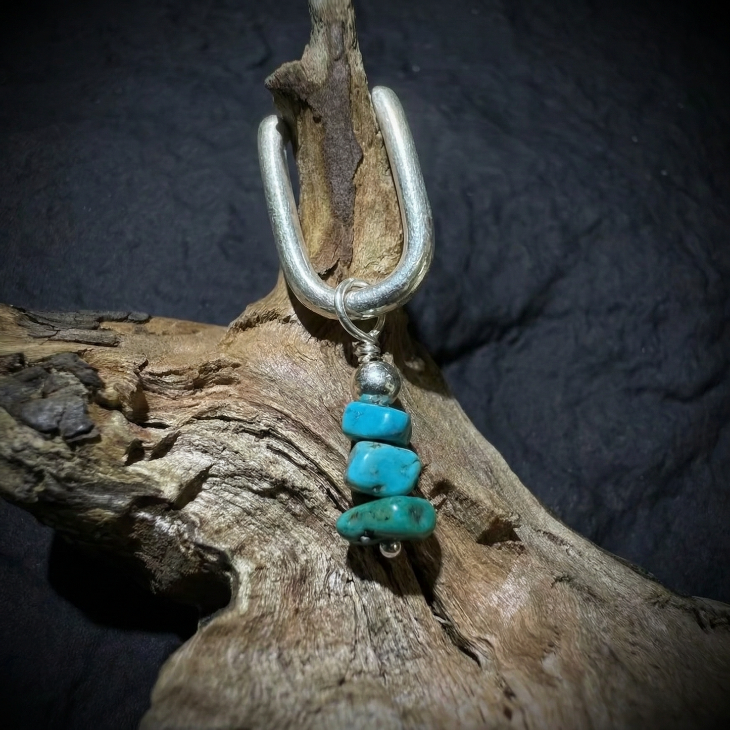 S925 Sterling Silver Raw Turquoise Stacked Dangle Earrings Unisex