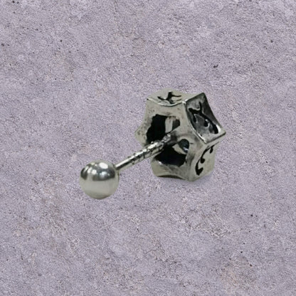 Six-Point Star White Zircon Oxidized Silver Studs