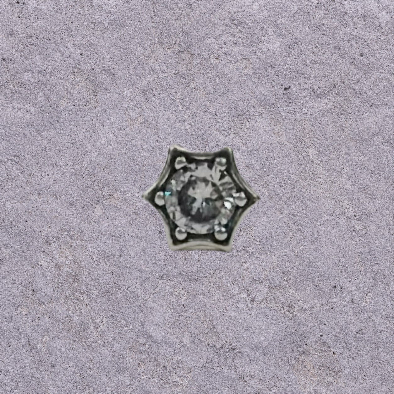 Six-Point Star White Zircon Oxidized Silver Studs