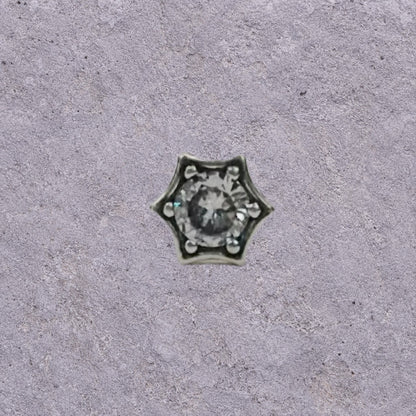 Six-Point Star White Zircon Oxidized Silver Studs