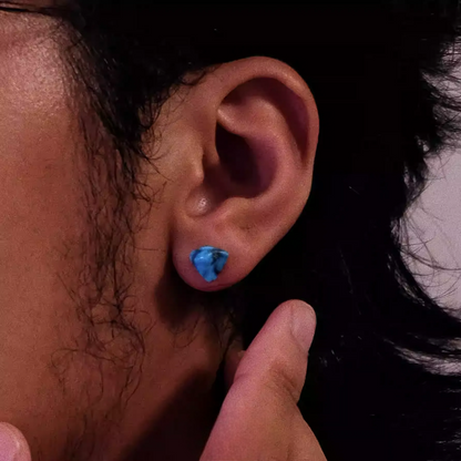 Sky Blue Raw Turquoise Studs Vintage Tibetan Unisex Silver Jewelry