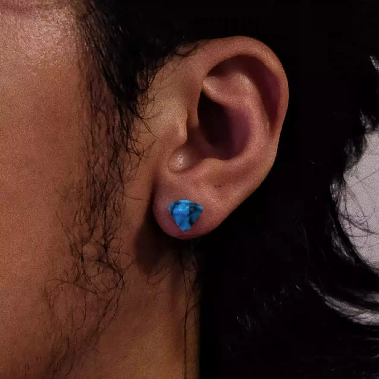 Sky Blue Raw Turquoise Studs Vintage Tibetan Unisex Silver Jewelry