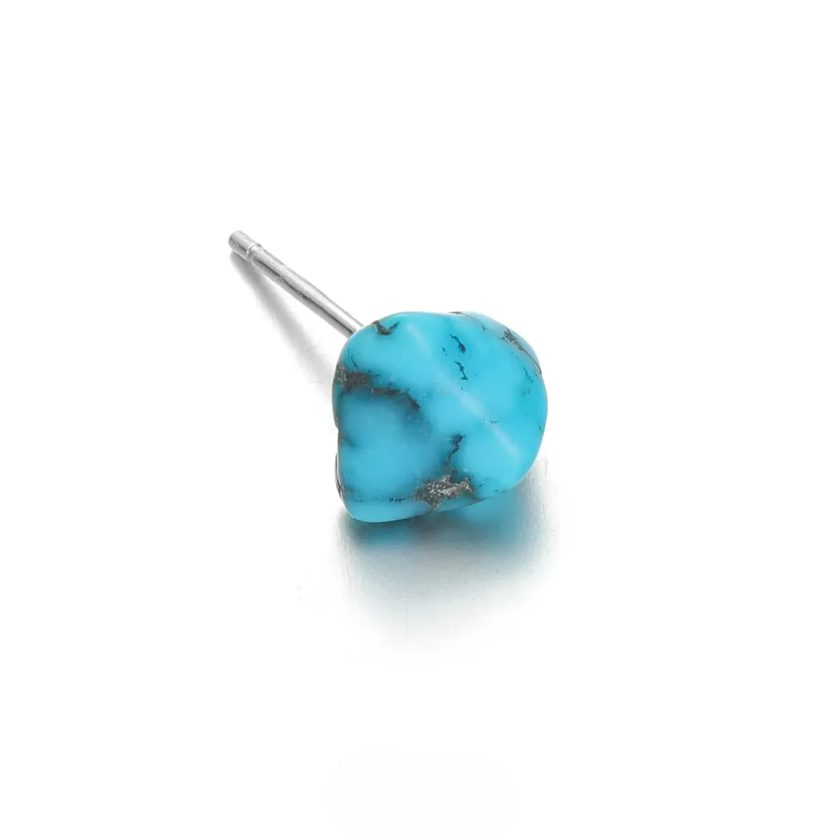 Sky Blue Raw Turquoise Studs Vintage Tibetan Unisex Silver Jewelry