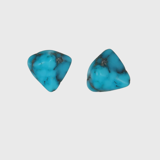 Sky Blue Raw Turquoise Studs Vintage Tibetan Unisex Silver Jewelry