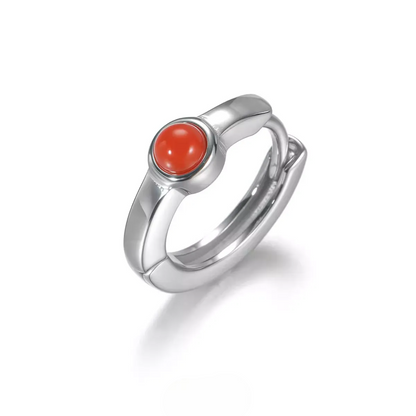Sleek S925 Silver Red Carnelian Hoops Unisex Daily Amulet Earrings