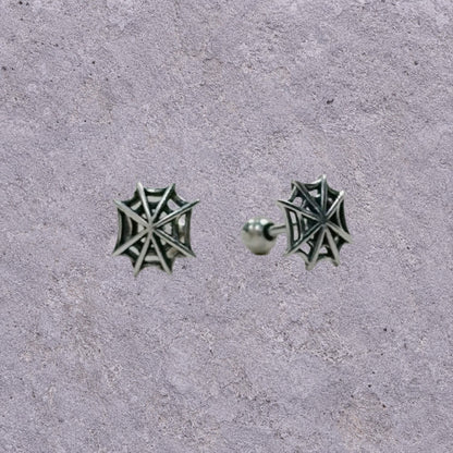 Spiderweb Oxidized Silver Studs