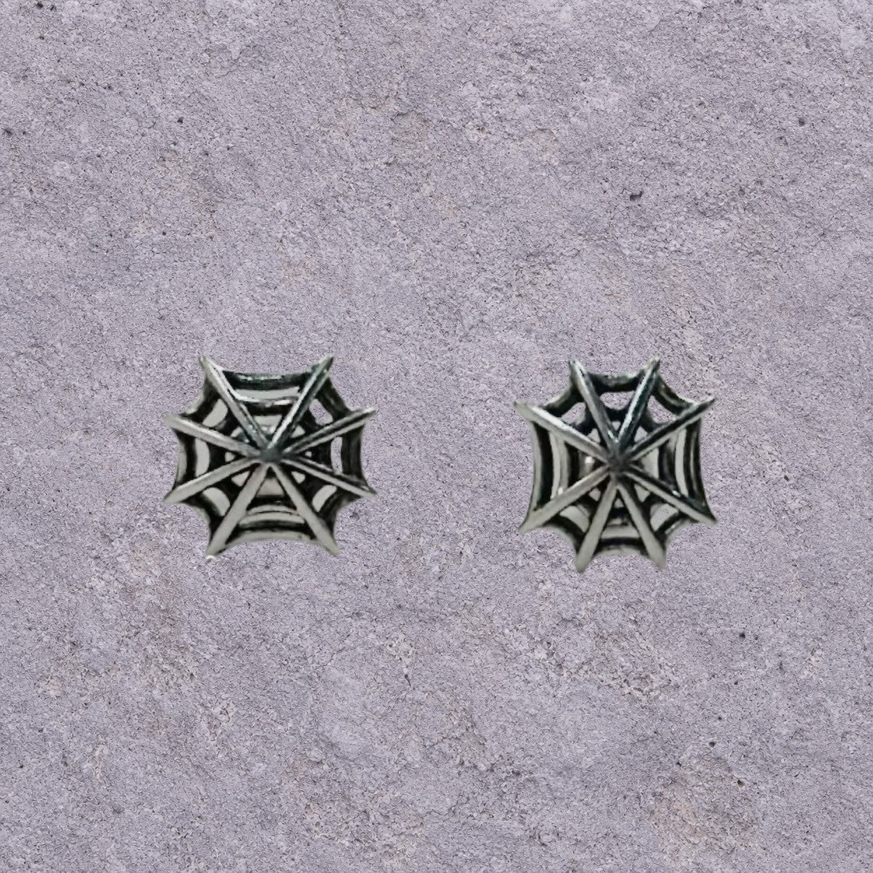 Spiderweb Oxidized Silver Studs