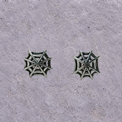 Spiderweb Oxidized Silver Studs
