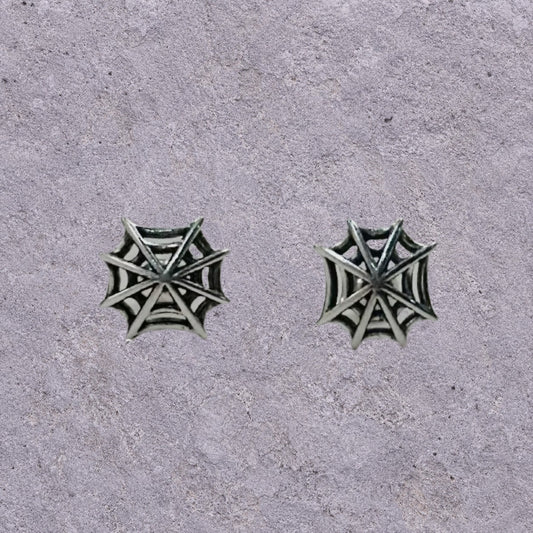 Spiderweb Oxidized Silver Studs