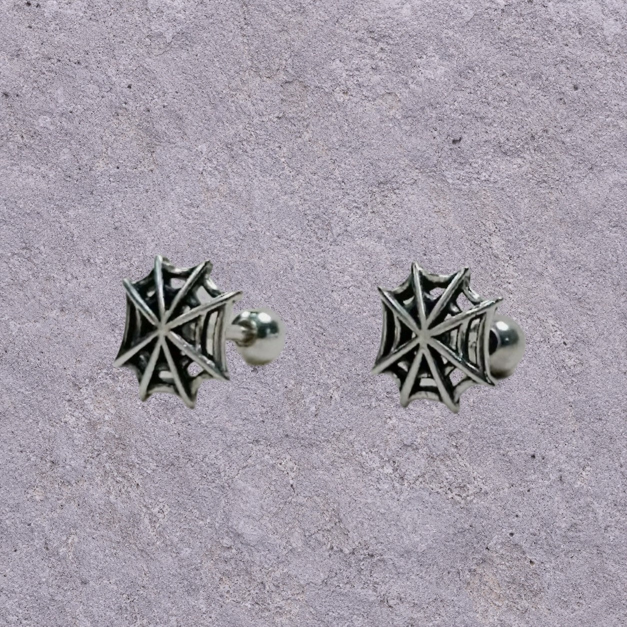 Spiderweb Oxidized Silver Studs