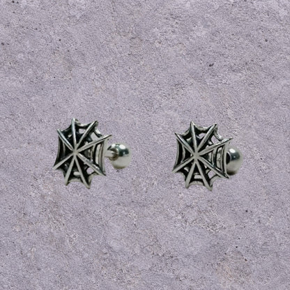 Spiderweb Oxidized Silver Studs