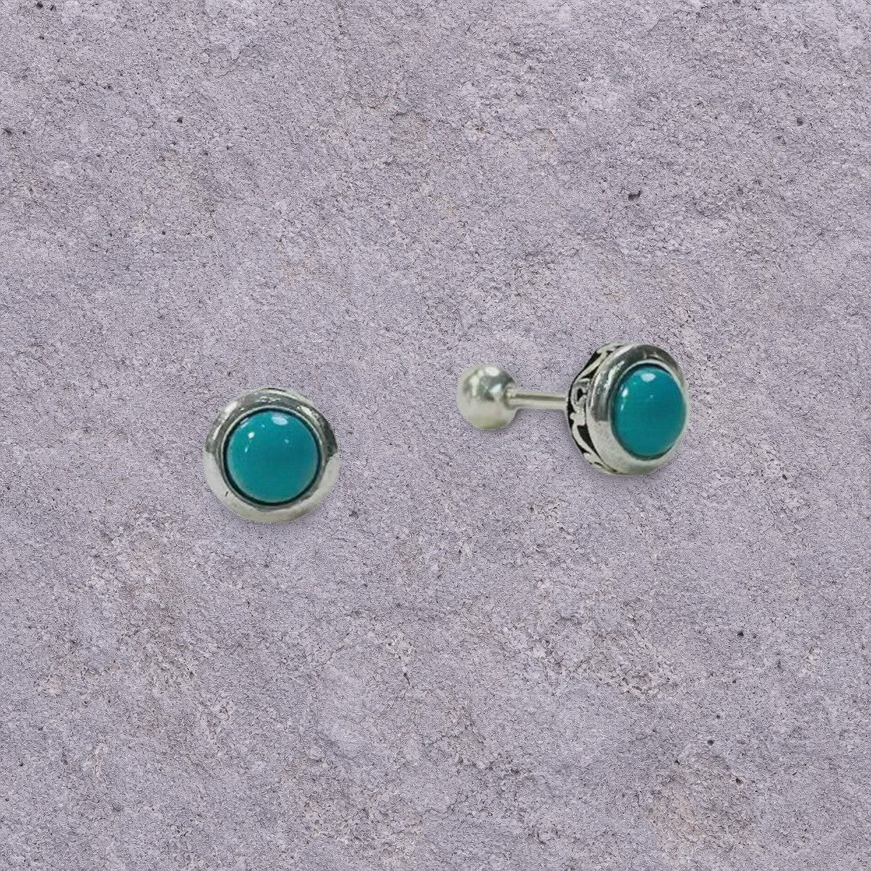 Turquoise Bezel Screw Back Studs