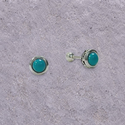 Turquoise Bezel Screw Back Studs
