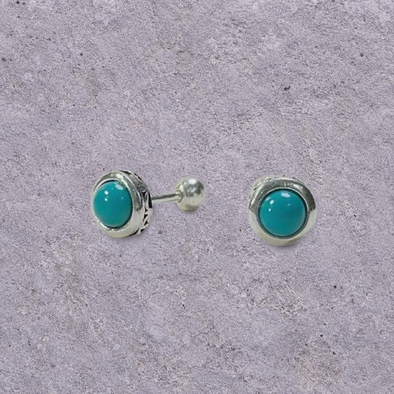Turquoise Bezel Screw Back Studs