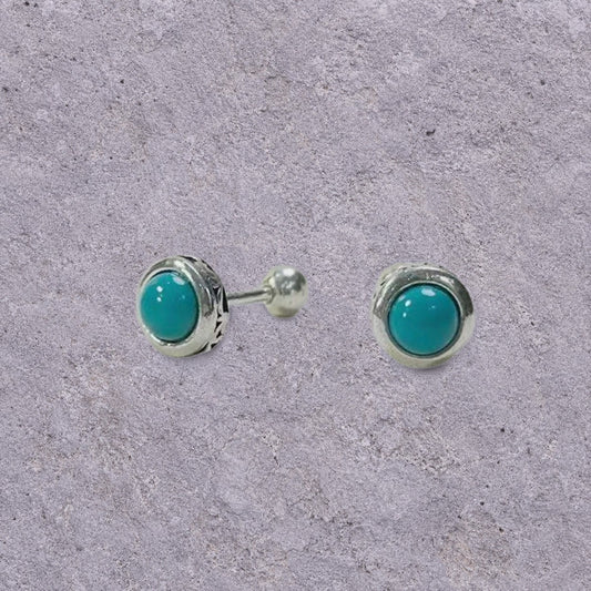 Turquoise Bezel Screw Back Studs