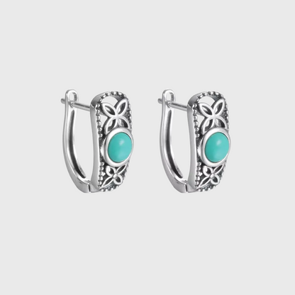 Unique Raw Turquoise Tibetan Silver Studs Cool Niche Unisex Amulet