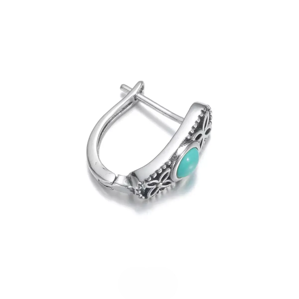 Unique Raw Turquoise Tibetan Silver Studs Cool Niche Unisex Amulet
