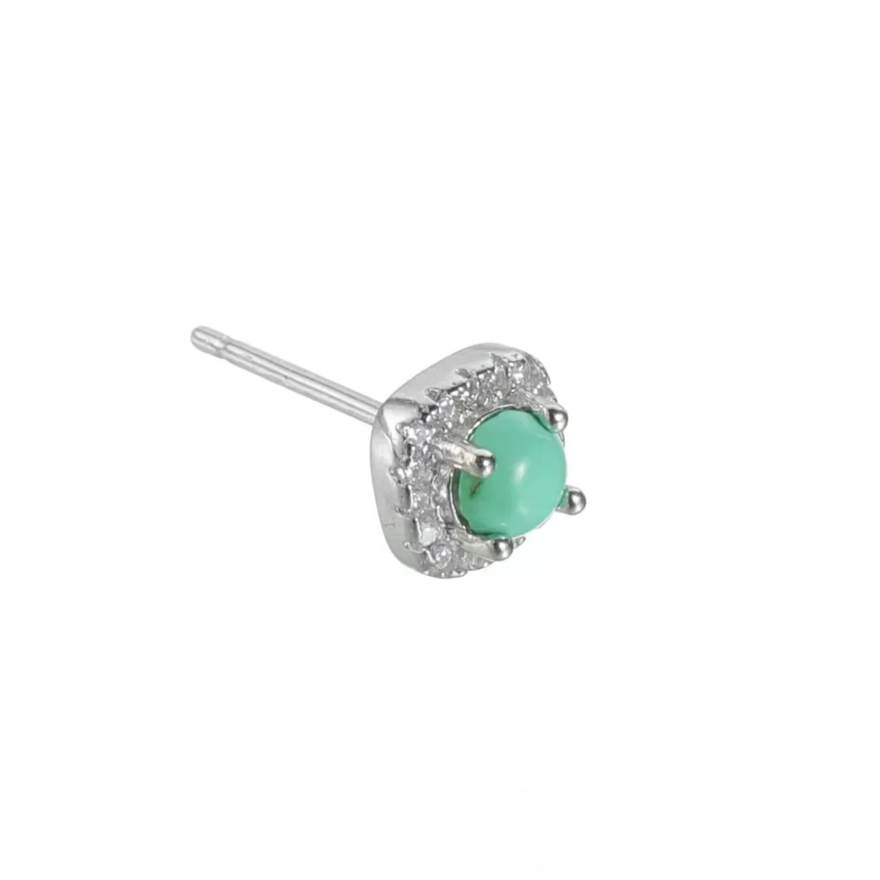 Unisex Square Diamond Turquoise Studs S925 Silver Iced Out