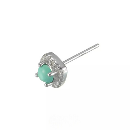 Unisex Square Diamond Turquoise Studs S925 Silver Iced Out