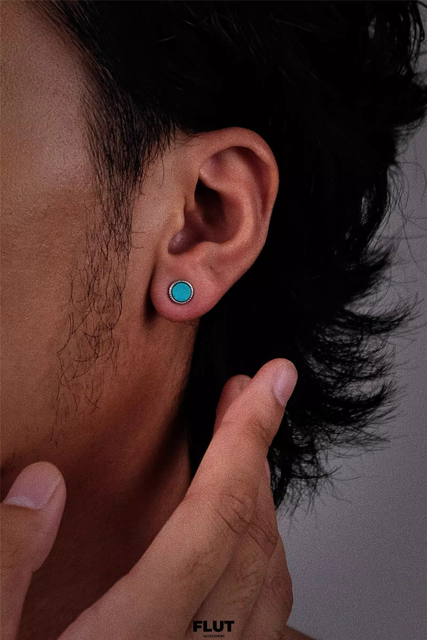 Vintage Turquoise Silver Earrings Tribal Spirit Grounding Unisex Studs