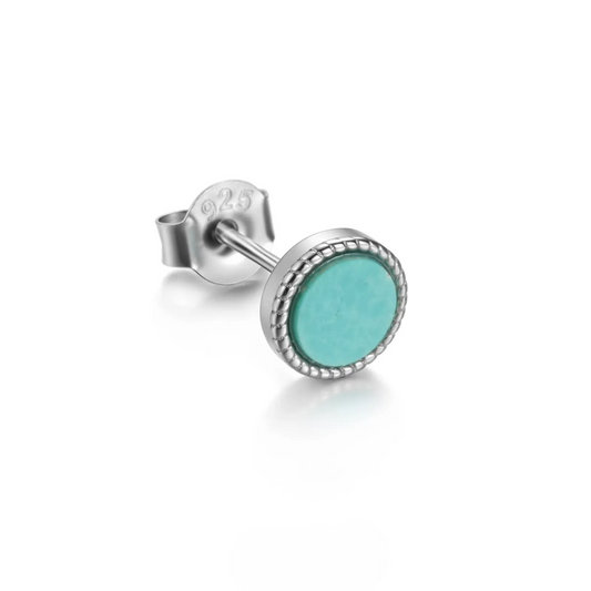 Vintage Turquoise Silver Earrings Tribal Spirit Grounding Unisex Studs