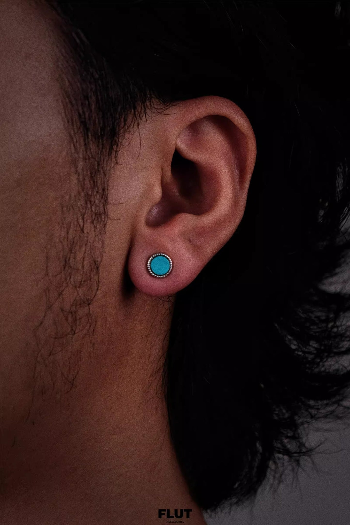 Vintage Turquoise Silver Earrings Tribal Spirit Grounding Unisex Studs