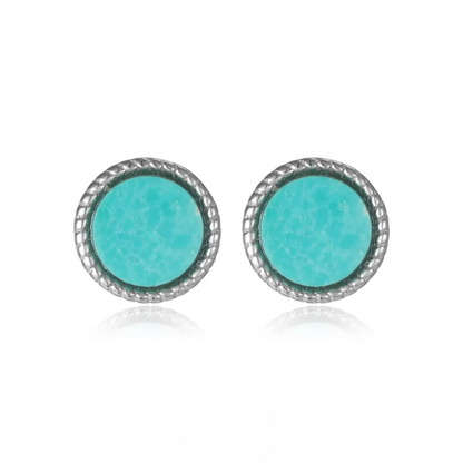 Vintage Turquoise Silver Earrings Tribal Spirit Grounding Unisex Studs