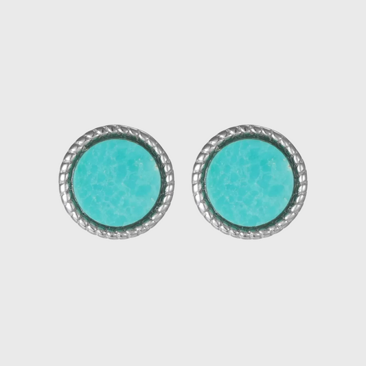 Vintage Turquoise Silver Earrings Tribal Spirit Grounding Unisex Studs